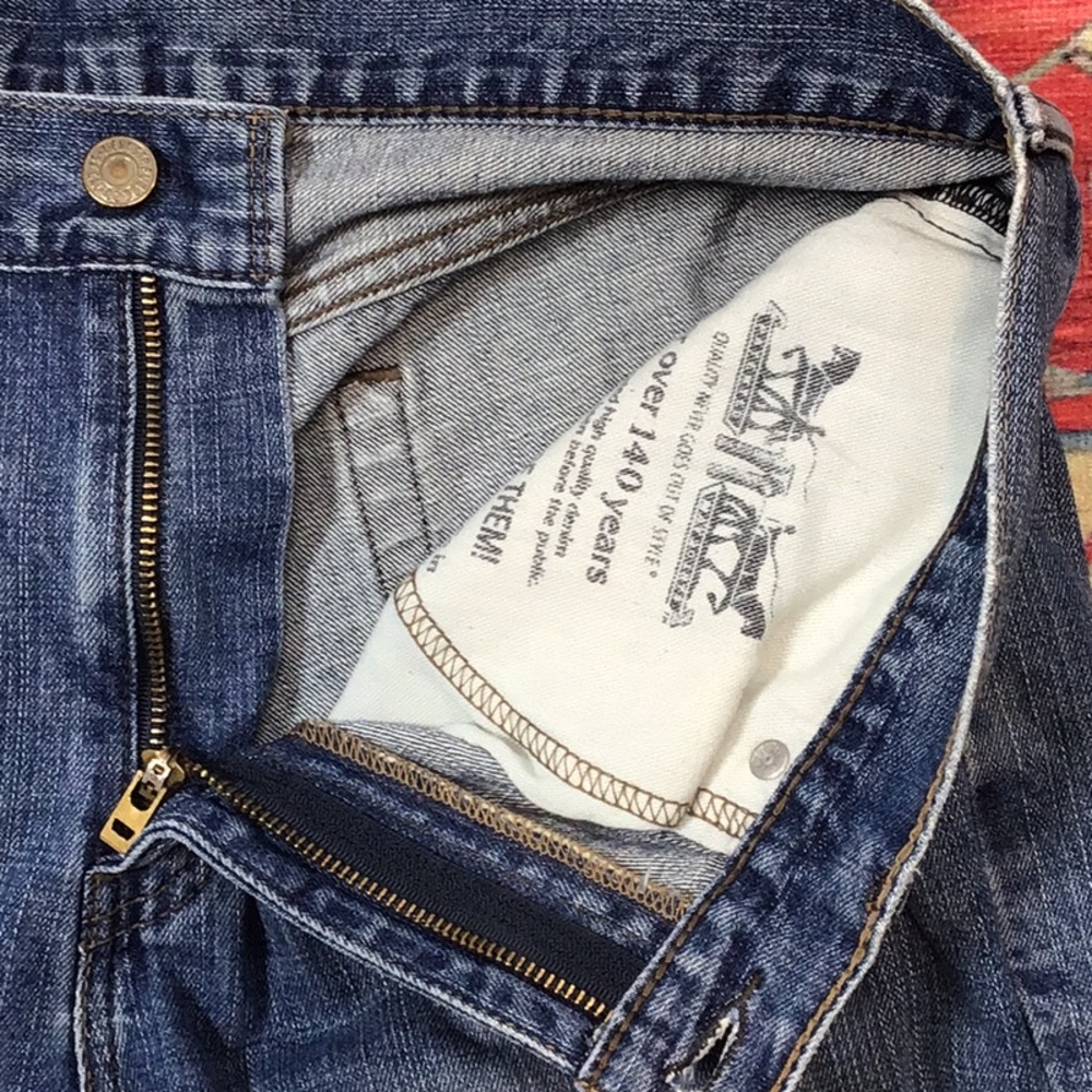 Men’s Levi’s 514 Straight Leg 💯% Cotton Zip Front 33 X 32 Denim Blue Jeans - Picture 5 of 11